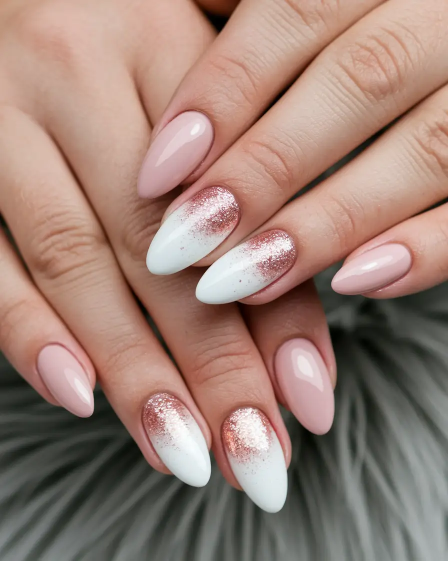 basic summer nails ideas Soft Pink and Rose Gold Fade