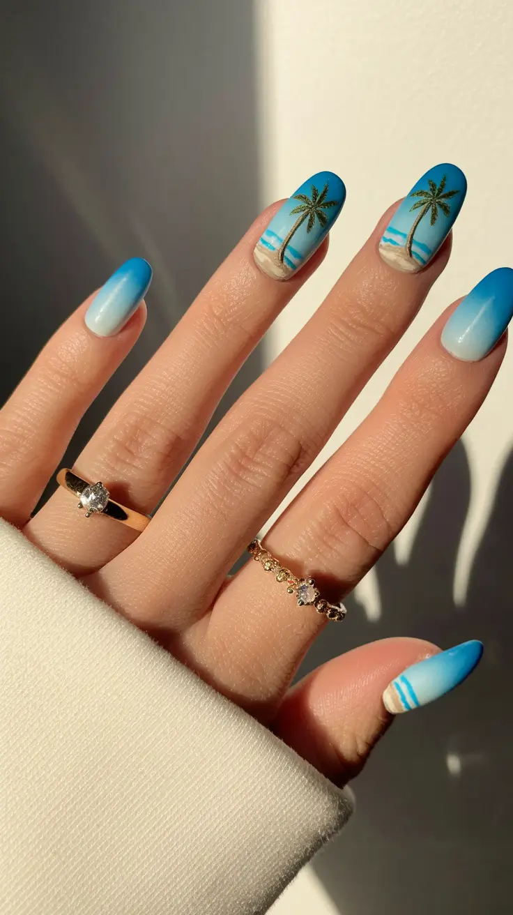 beach nails summer Sunset Shoreline Dreams