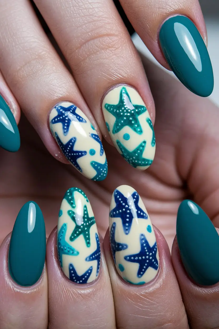 beach nails summer simple Starfish Pop Art
