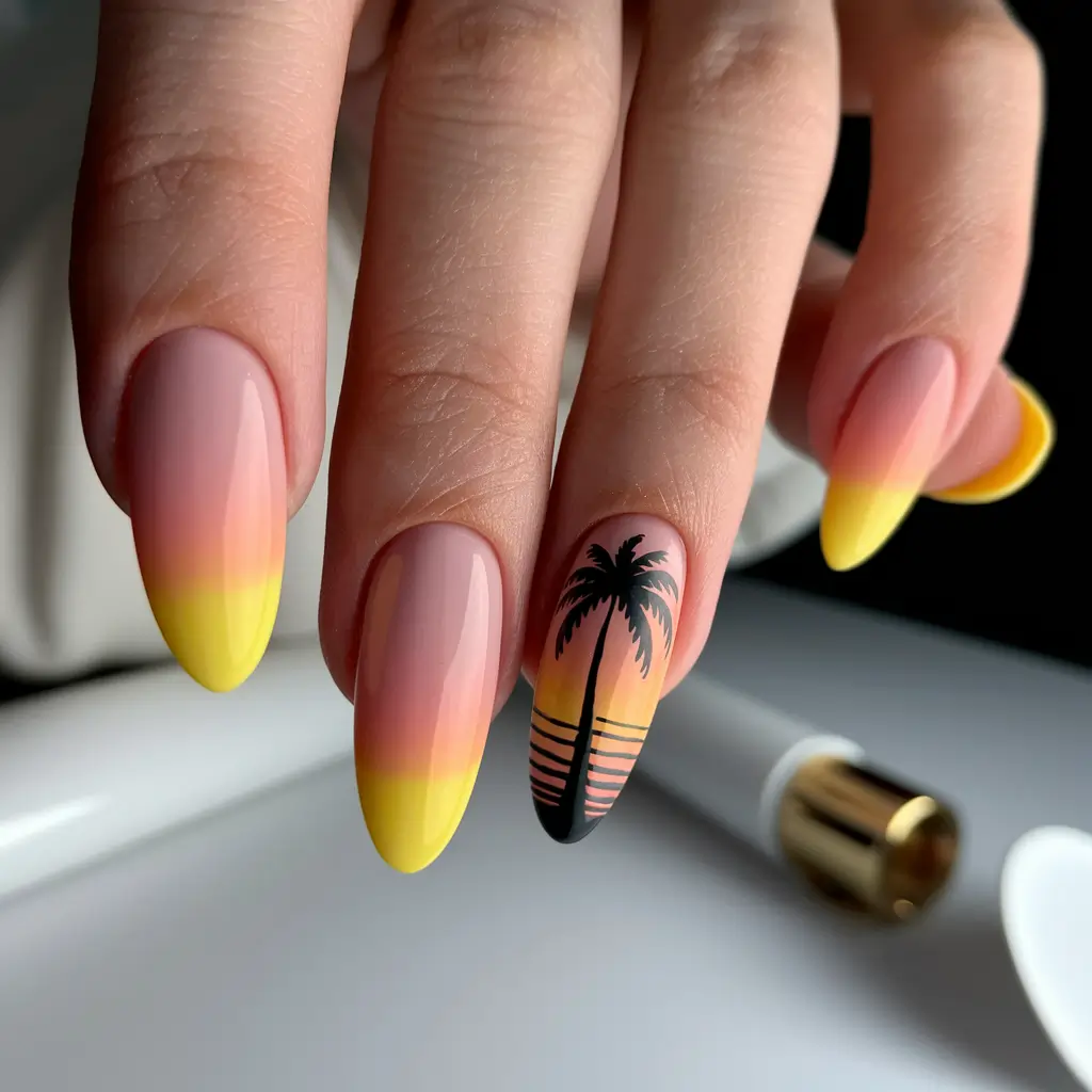 beach nails summer sunset ombre