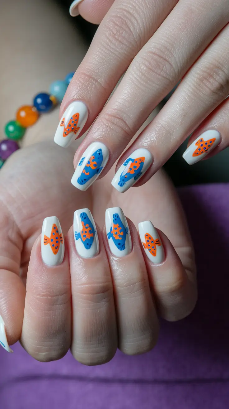 beach nails summer colors tropical fish