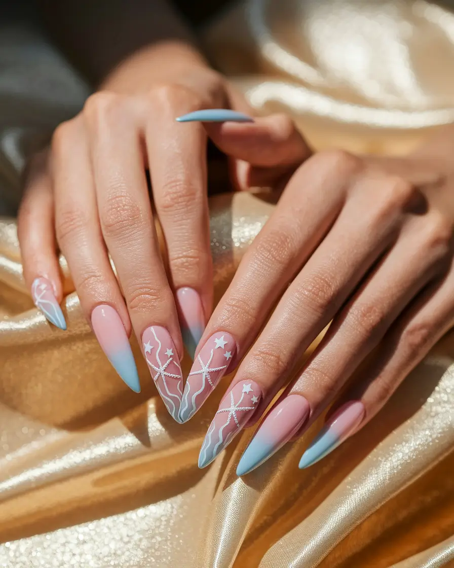 beach nails summer time pastel ocean design