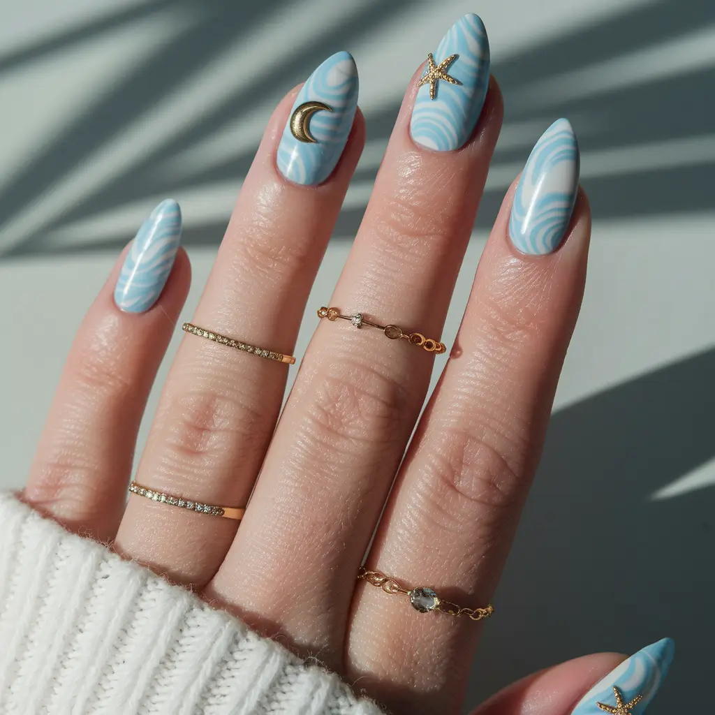 beach nails summer blue moon starfish