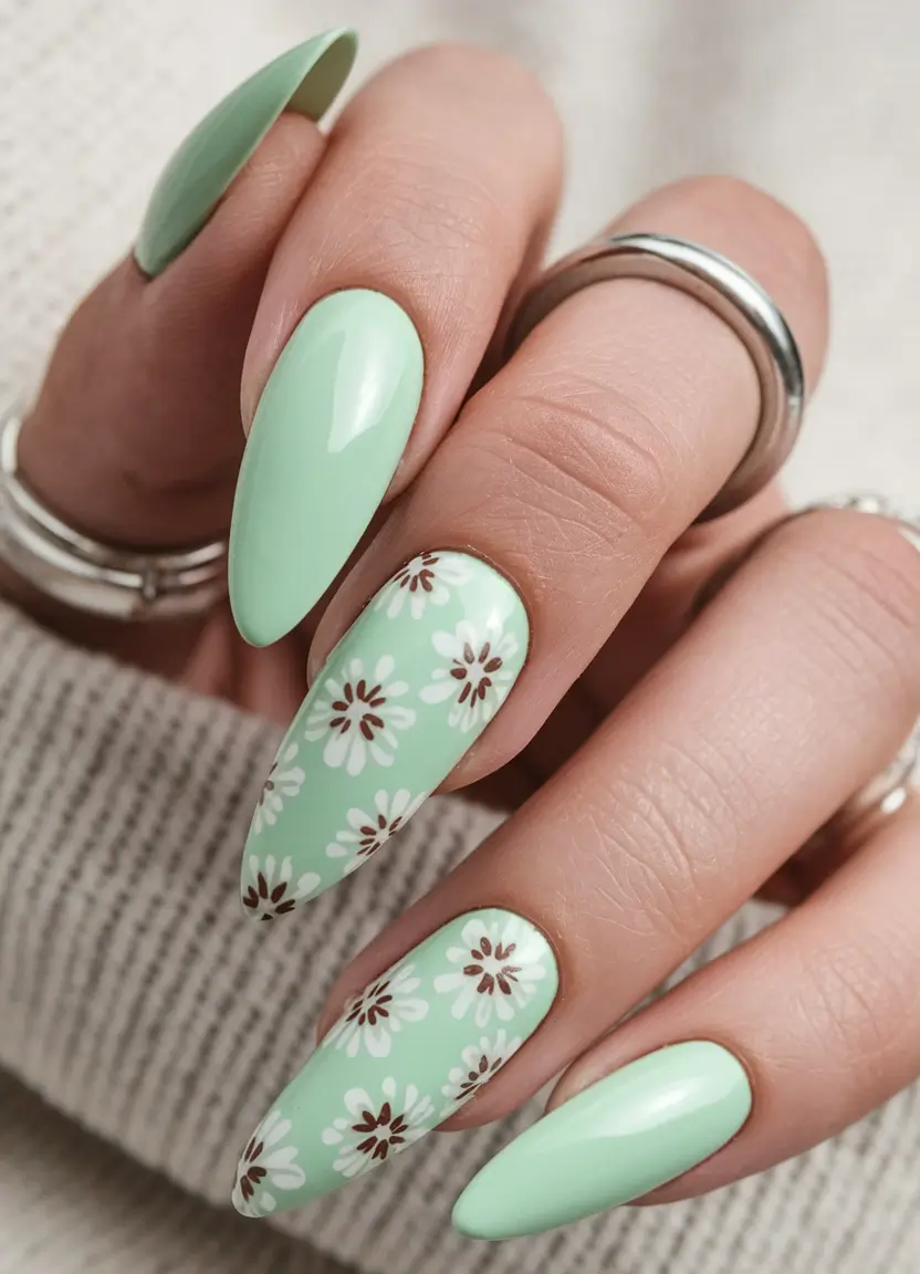 beach nails summer colors Mint Daisy Paradise