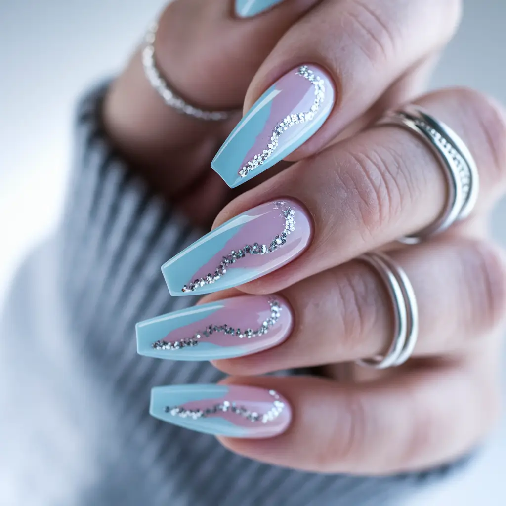 beach nails summer time Shimmering Ocean Waves