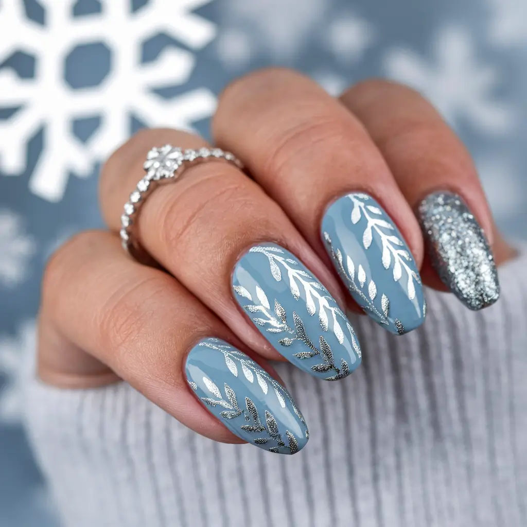 beach nails summer colors Silvery Blue Breeze with Coastal Elegance