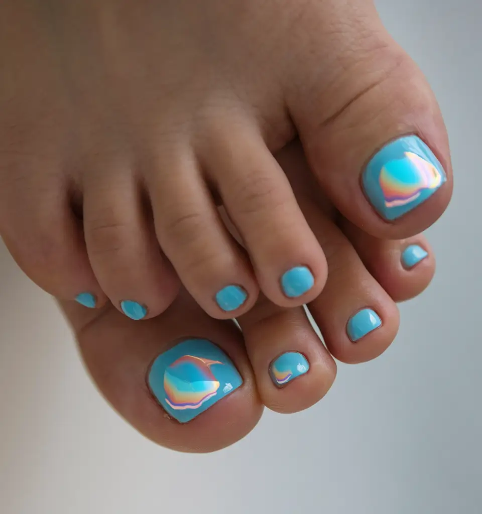 beach toe nails ideas Glossy Turquoise Mirage