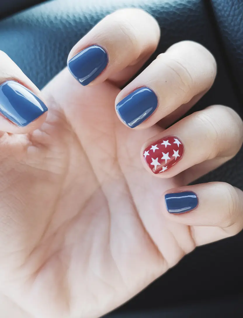 best nail colors for july Classic Blue With a Patriotic Accent
