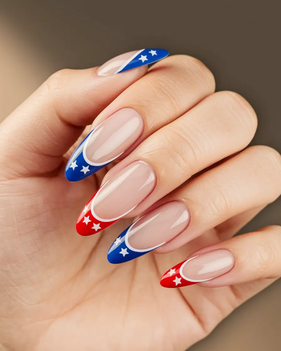 simple fourth Minimalist French Twist in Red, White, and Blue