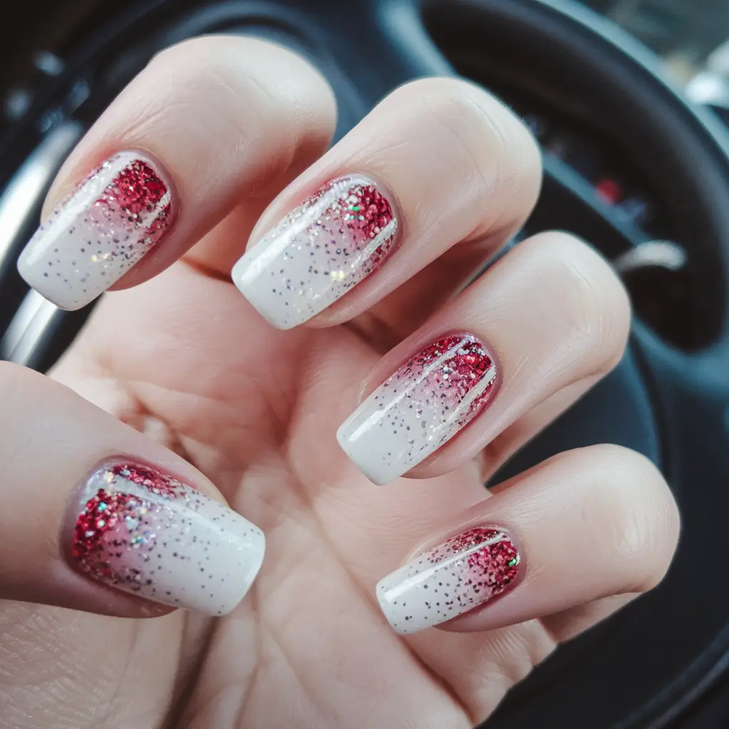 best nail colors for july Minimalist Red with Firework Accent