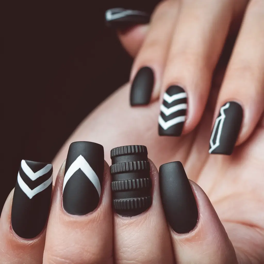 black summer nails square Modern Matte Chevron with Unexpected Texture