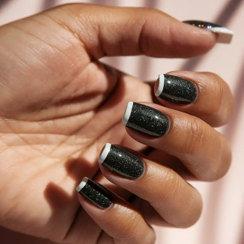black summer nails short Starry French Nights