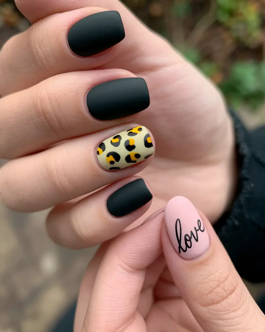 black summer nails designs Wild with a Hint of Love