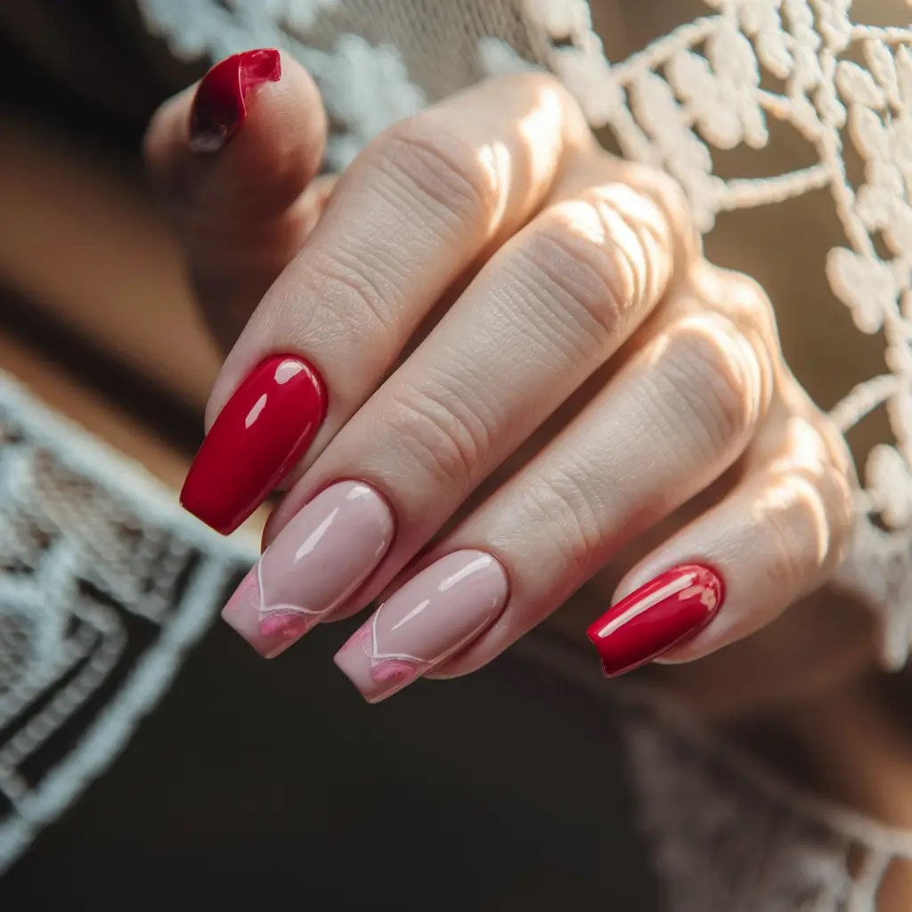 red nails summer cherry Soft Romantic Meets Bold Red