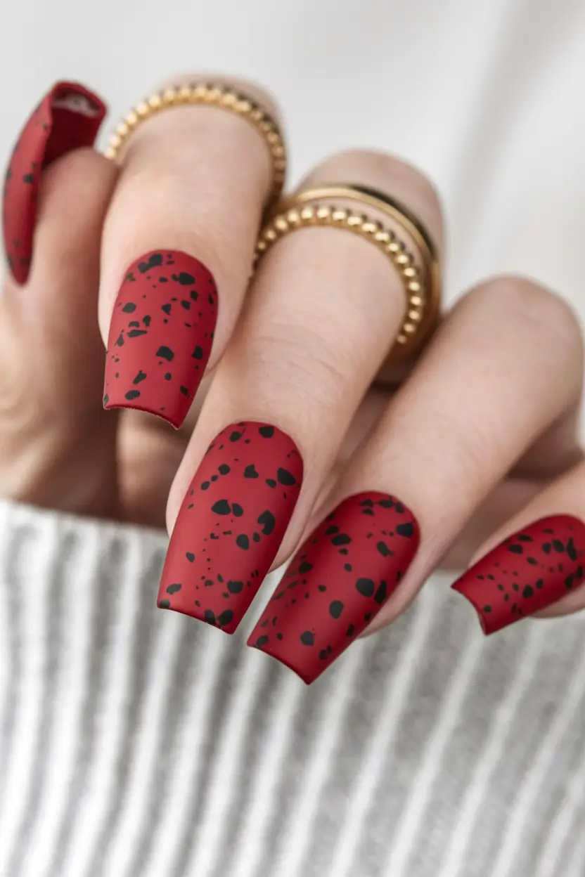 red nails summer aesthetic+Soft Matte With Wild Specks
