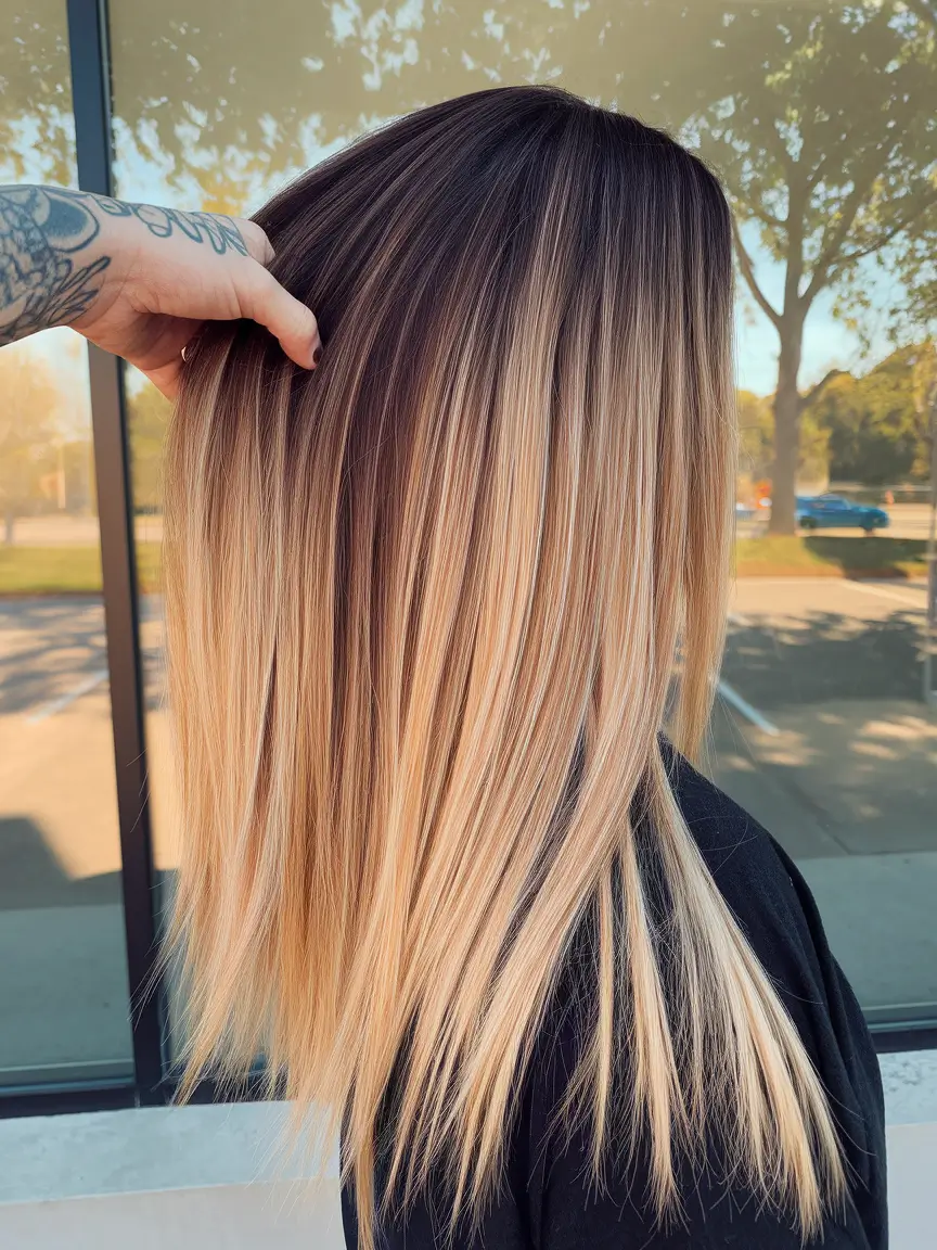 summer hair color for brunettes highlights sun kissed brunette Bronze Root Melt into Vanilla Cream Ends