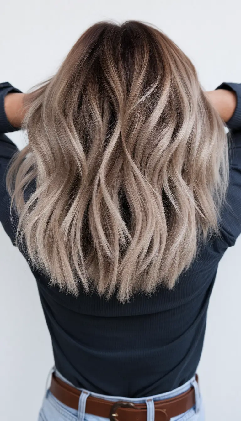 light-brunette-with-sun-kissed-highlights+Rooted Ash Blonde Fade
