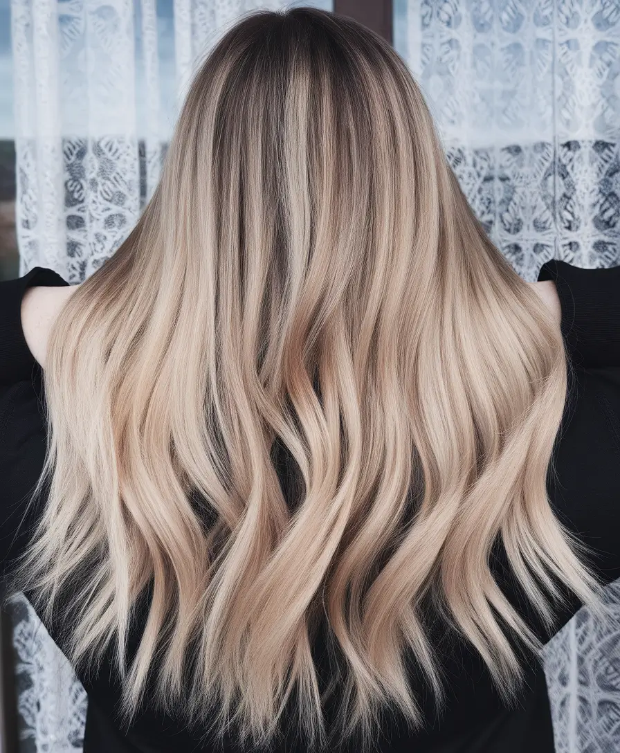sunkissed-hair-brunette-sun-kissed-natural-subtle-highlights+Champagne Cream Balayage