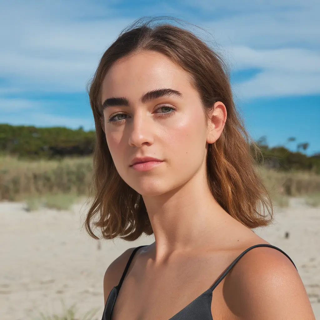 brunette highlights summer sun kissed Minimalist Beachy Brunette Bob