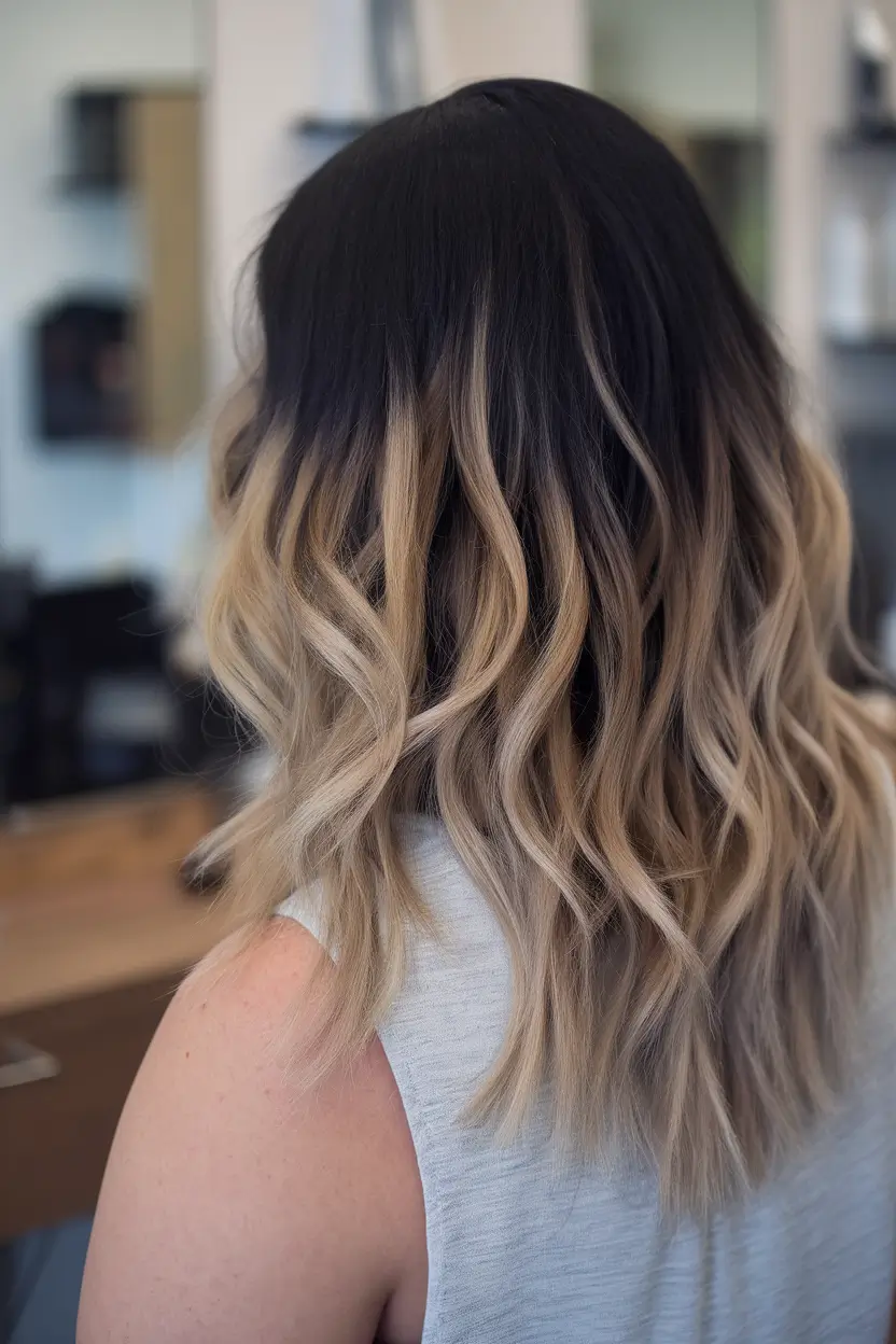 brunette highlights summer sun kissed Rooted Depth with Vanilla Blonde Melting Ends
