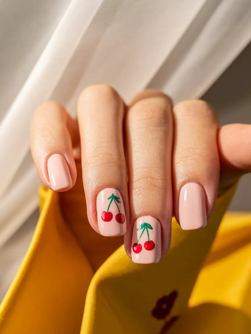cherry nail inspo square Sunlight & Cherries Minimalist Vibe