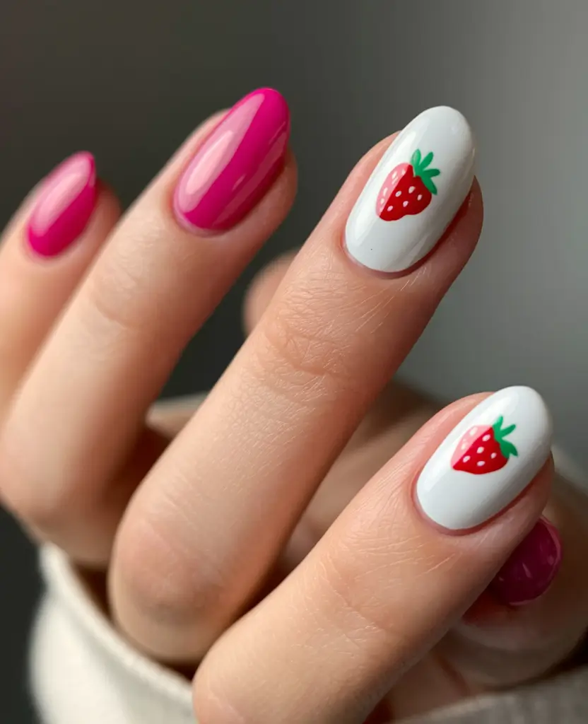 cherry nail inspo long Berry Pop with a Strawberry Twist