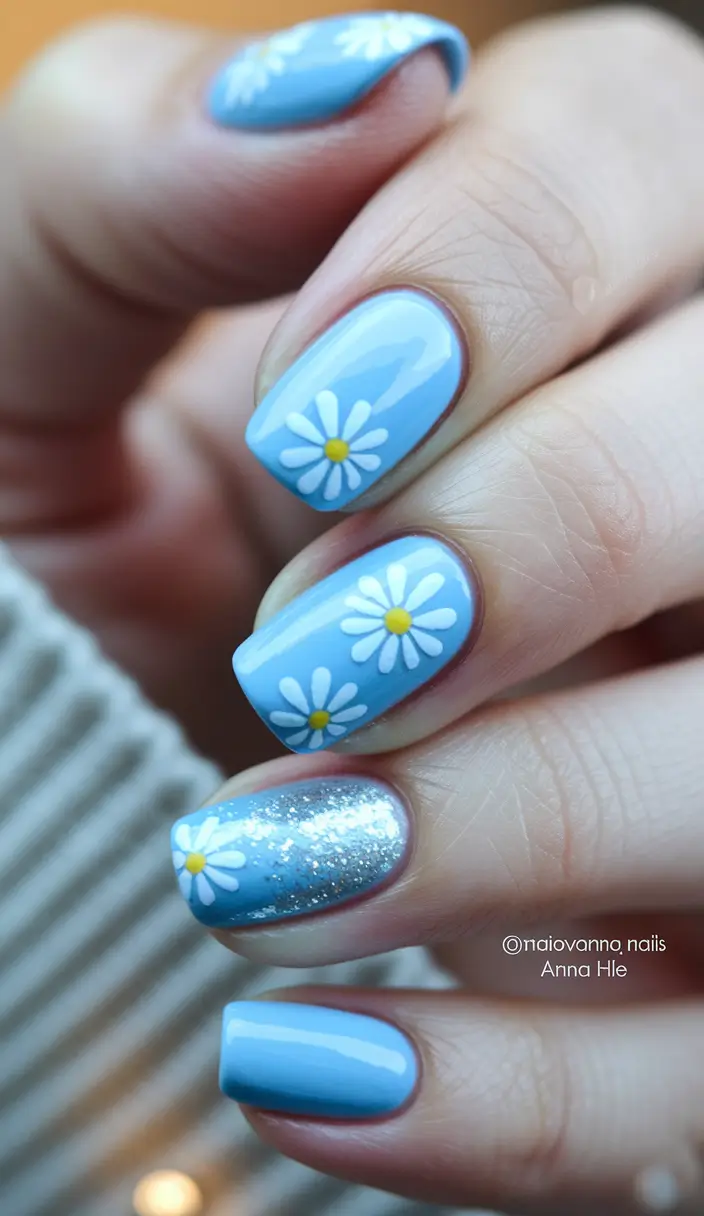 blue nails summer inspo Beachside Blue Chrome with Milky White Fade