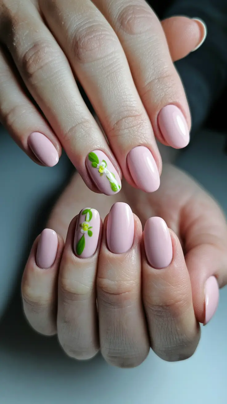 classy summer nails simple pink Delicate Buds on Soft Pink