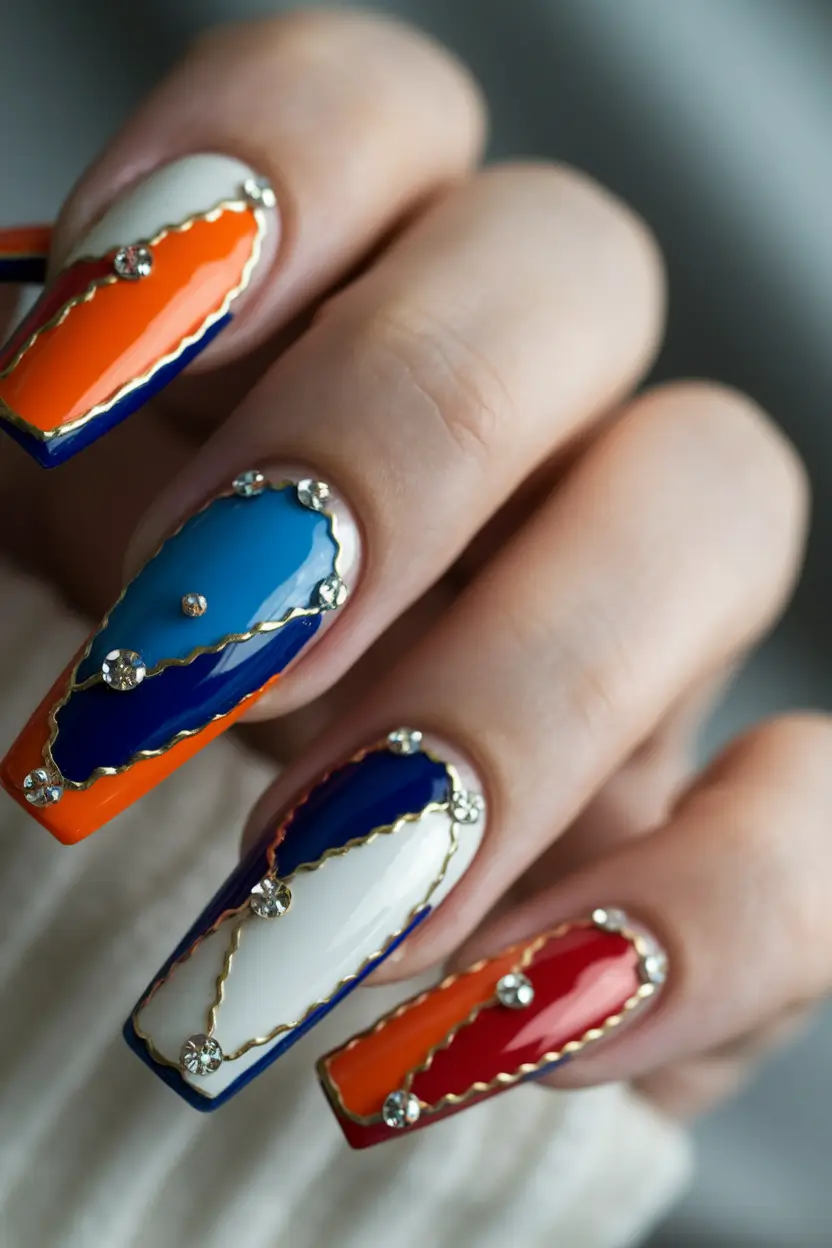 coffin nails summer ideas Color Block Glamour