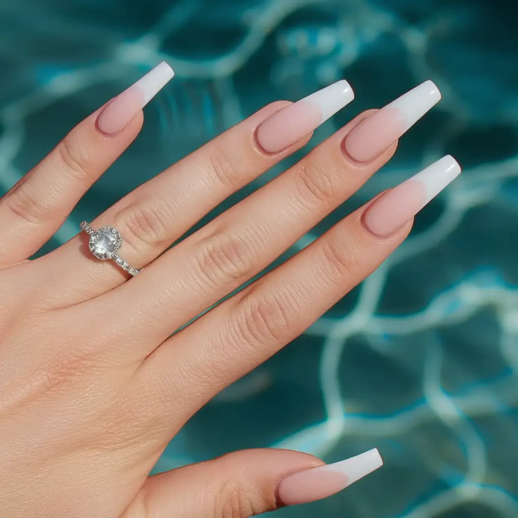 coffin nails summer french tip Classic French Tip with a Summer Refresh