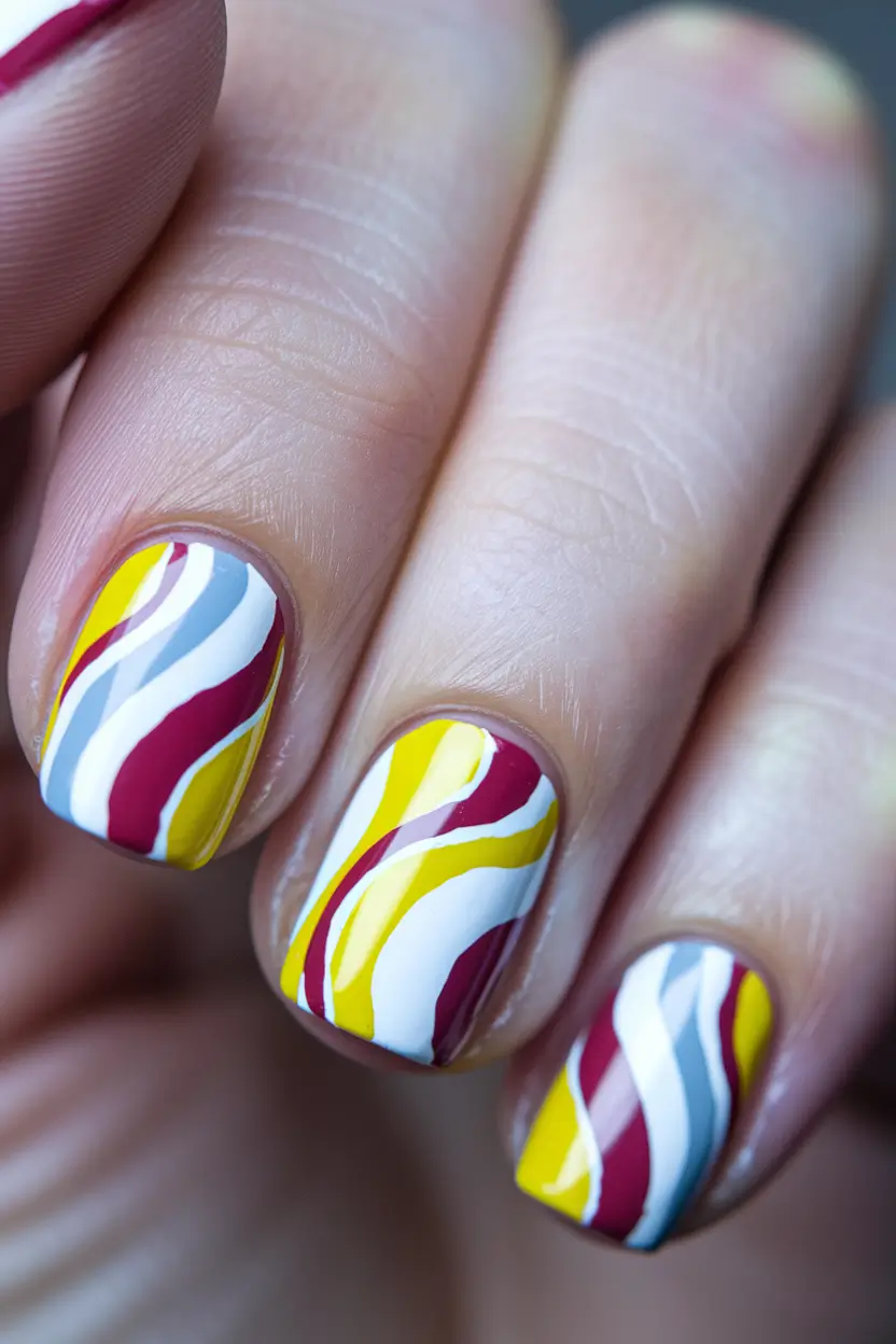 colorful summer nails designs Retro Ribbon Swirls for the Bold