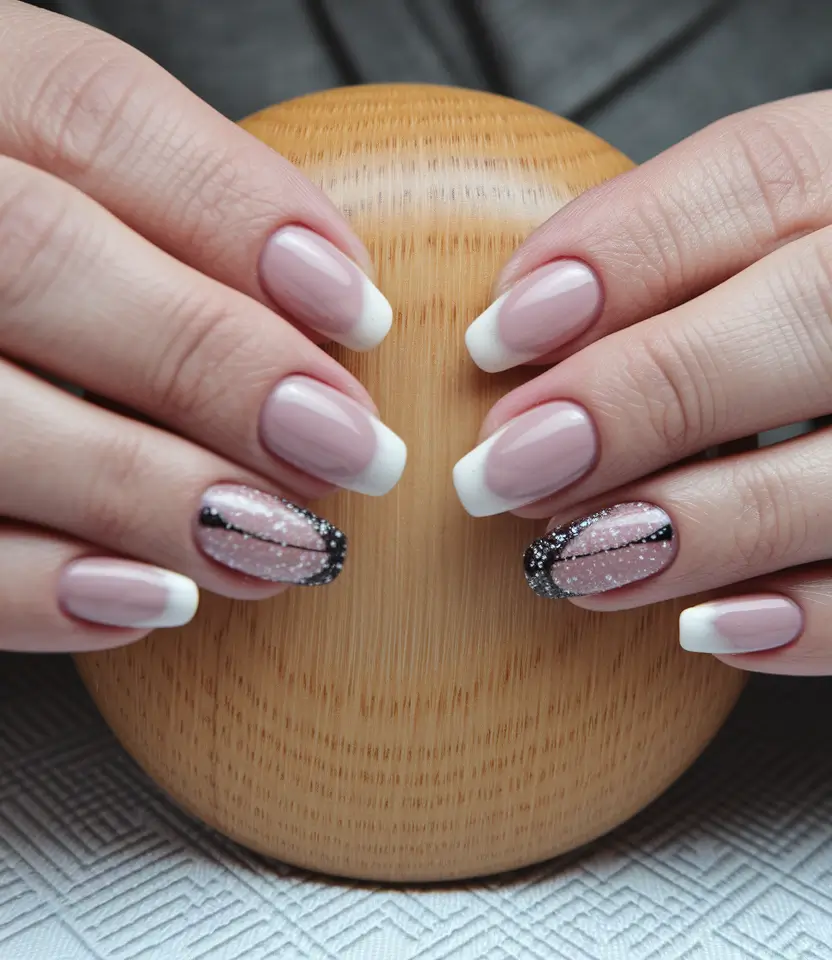colorful summer nails french tip Parisian Night Sky Meets French Daydream