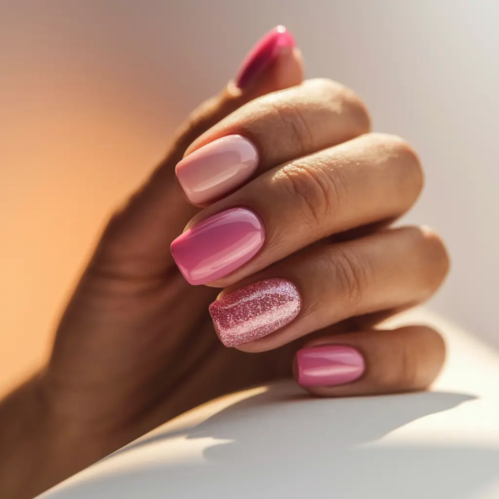 cotton candy chrome nails pink