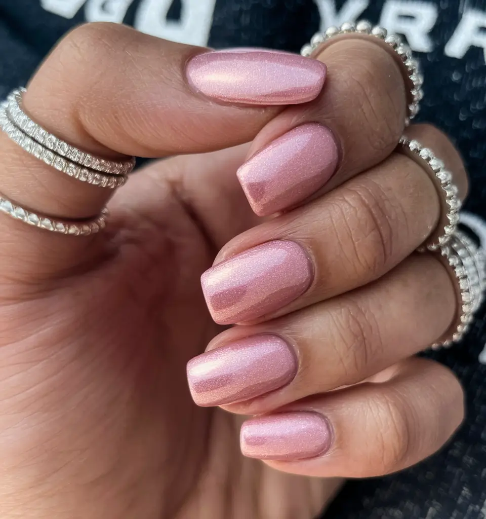 cotton candy chrome nails pink