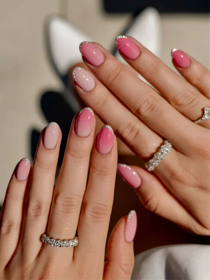 cotton candy blue chrome nails