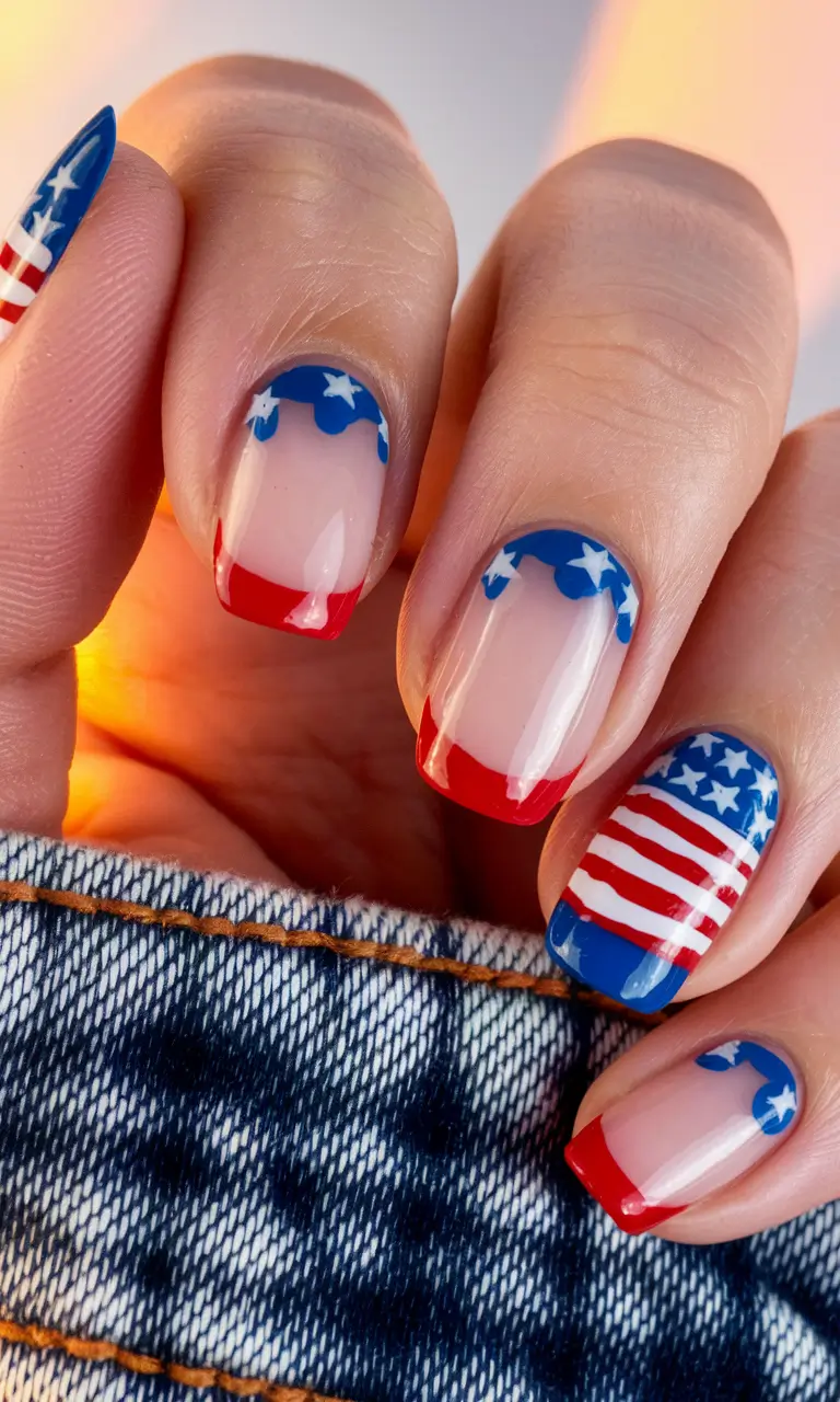 Easy & Cute July 4th Nails for 2025 Patriotic French Tips with Stars and Stripes