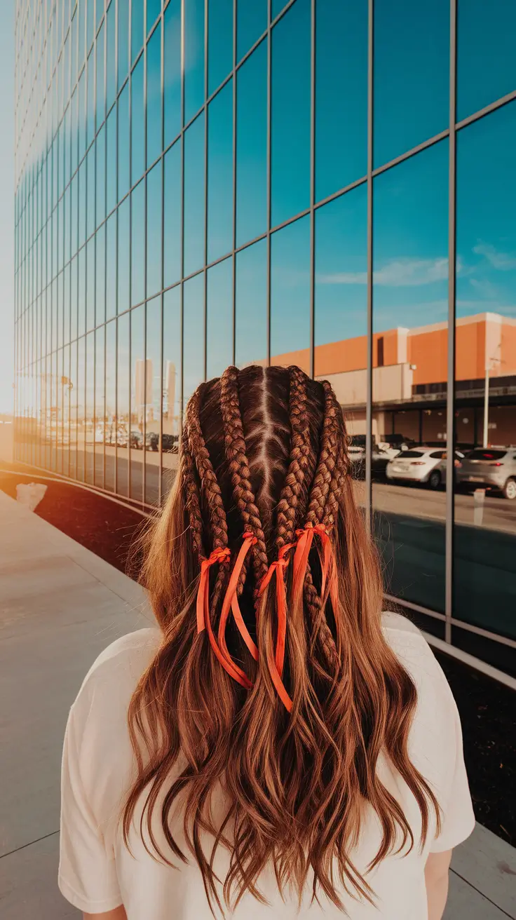 cute easy hairstyles for the fourth of july Ribbon-Threaded Half Braids with Loose Waves