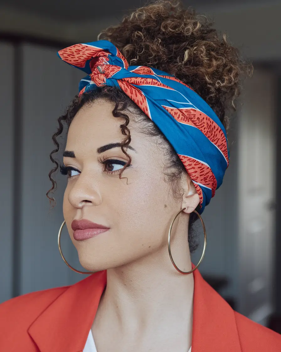 cute easy hairstyles for fourth of july Curly Top Knot with Headband