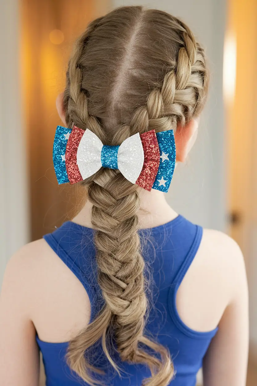 cute fourth of july hairstyles for kids easy Double Dutch Braids with Bow