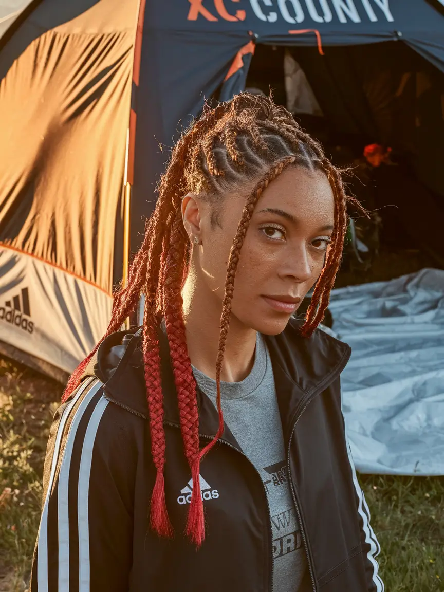 Easy & Cute July Hairstyles for 2025 - Sunset Ombre Braided Locs with Crimson Tips