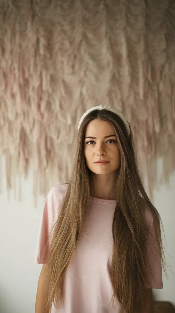 summer hairstyles teen girl Effortless Straight with a Textured Headband