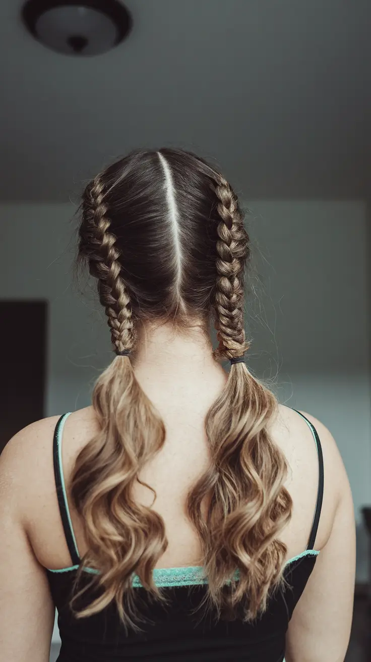 teen girl hairstyles for summer Classic Braids with Curled Ponytails