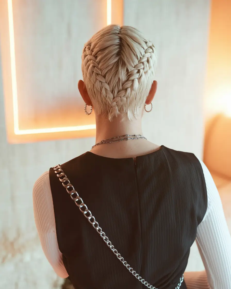 summer hairstyles teen girl Platinum Crop with Twin Braids
