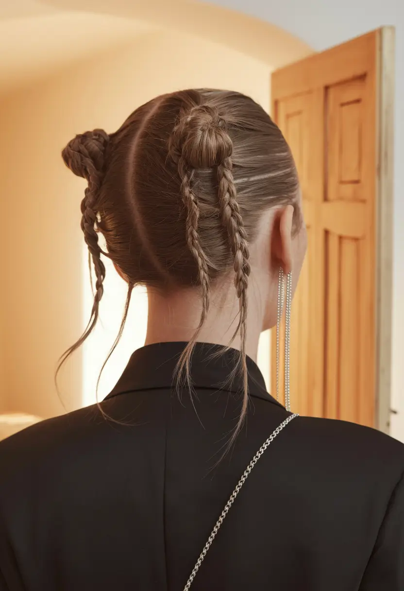 summer hairstyles teen girl Mini Braids with Knotted Buns