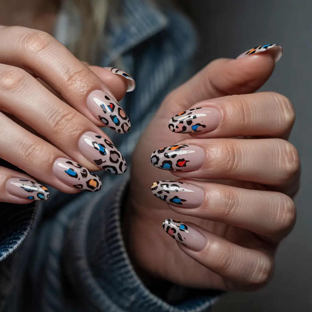 cute summer nails ideas 2025 Playful Pop Art Leopard Vibes