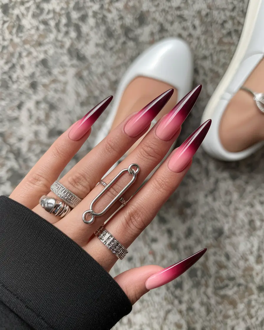 cute summer nails ideas 2025 Rosé Fade with Edge