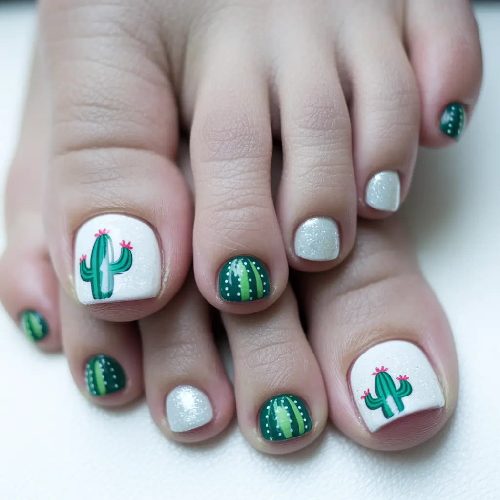 cute summer toe nails designs Desert Garden on White Sand