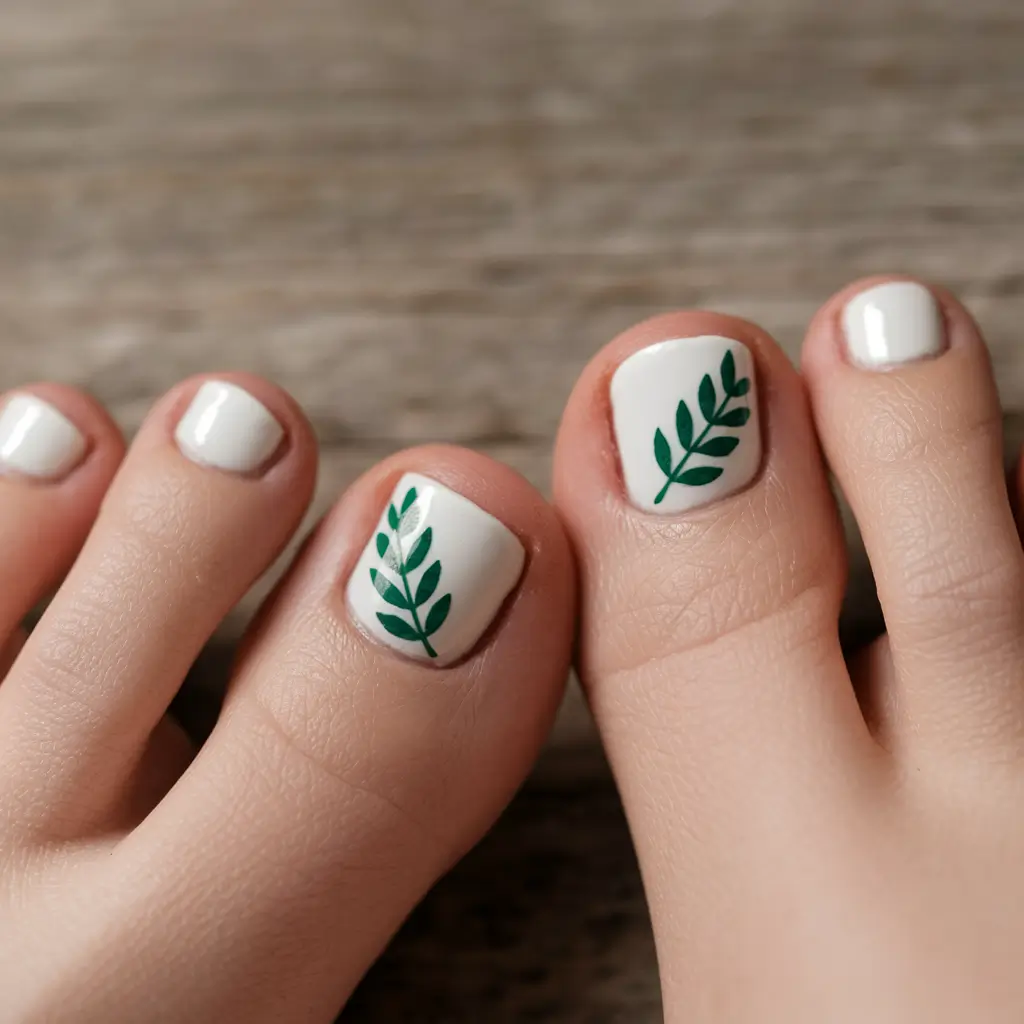 cute summer toe nails white Minimalist Botanica