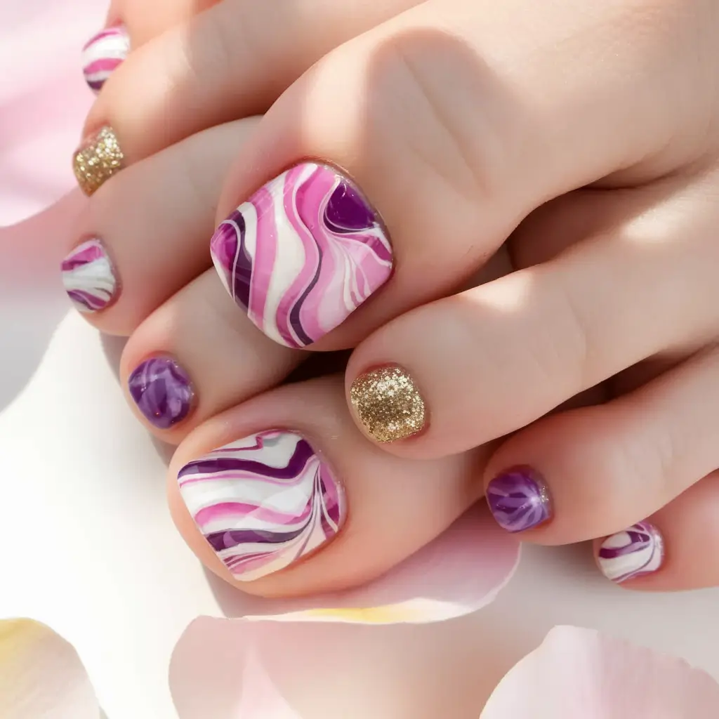 cute summer toe nails Swirls of Summer Berry