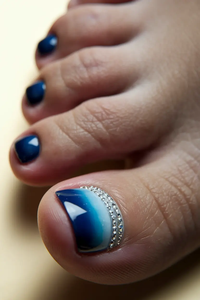 cute summer toe nails Ocean Ombre Glam